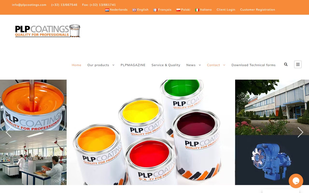 Screenshot van PLP Coatings