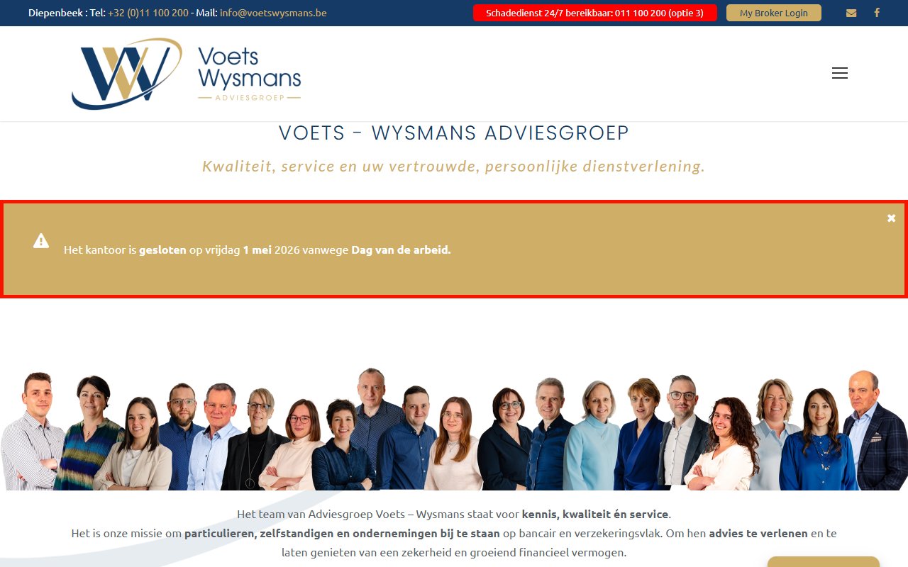 Screenshot van Voets-Wysmans Adviesgroep