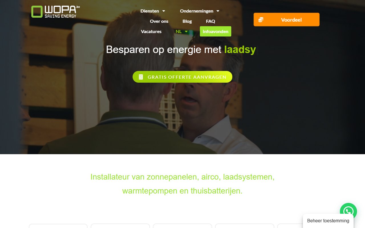 Screenshot van WOPA Saving Energy